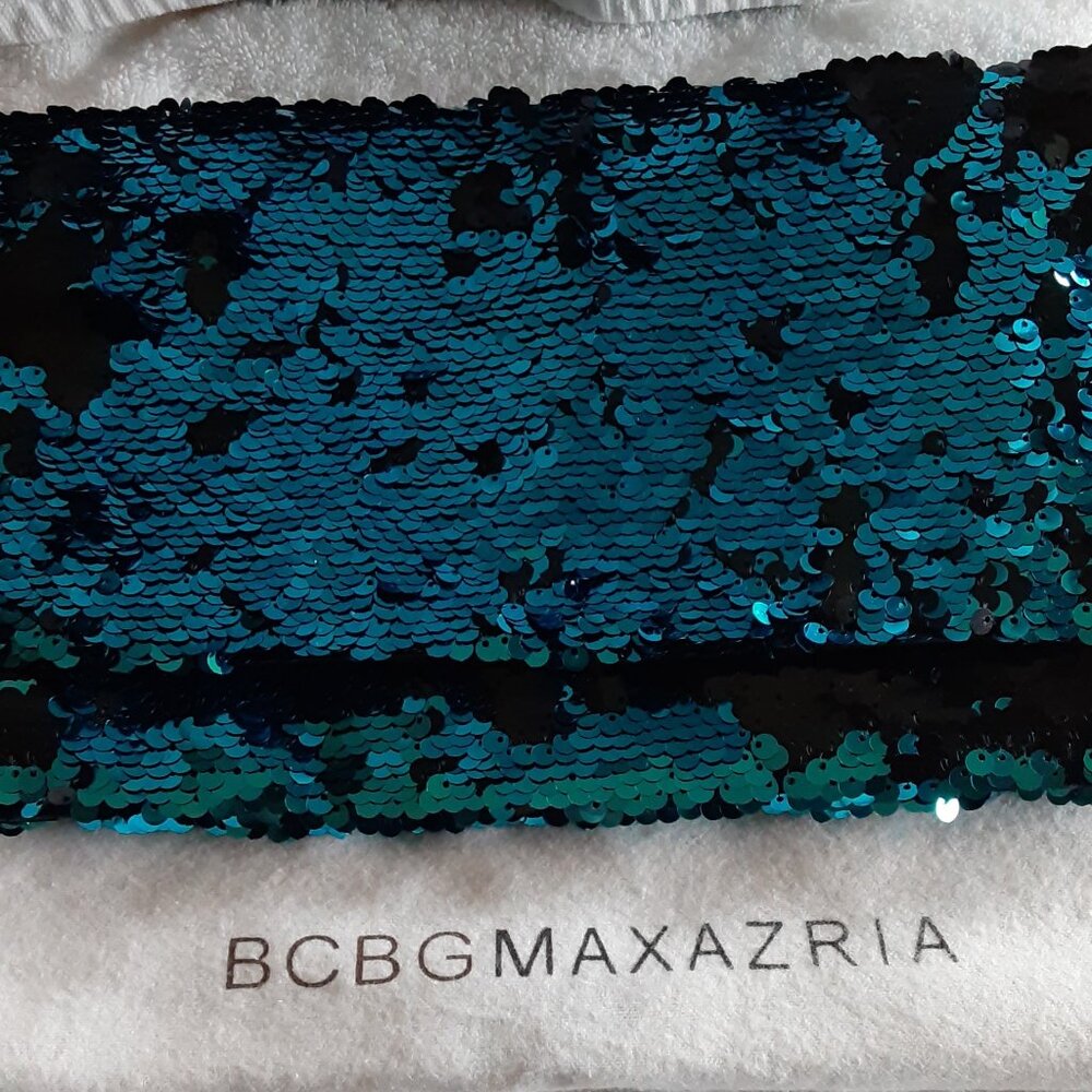 BCBG MaxAzria Lana Blue & Black Sequin Clutch